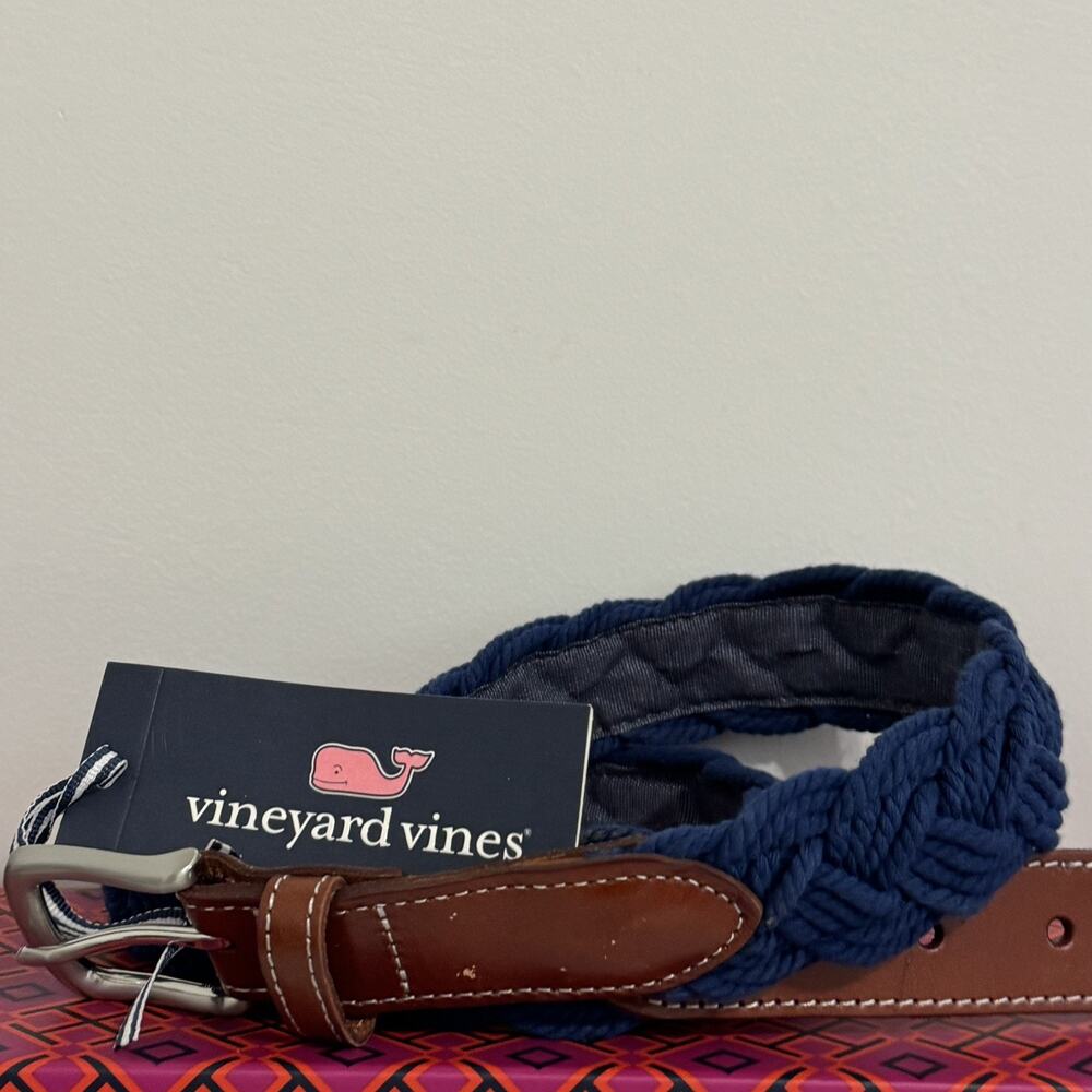 NWT Vineyard Vines Men's Braided Rope Belt - Distressed Navy / Size 36 - Picture 4 of 9